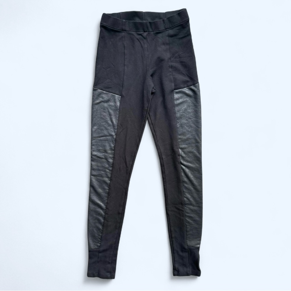 H&M Texture Contrast Paneled Leggings in Black Size 2